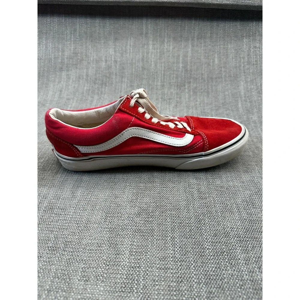 Vans Old Skool Unisex M7.5/W9‎ Skateboarding Shoes Red Suede Athletic Sneakers